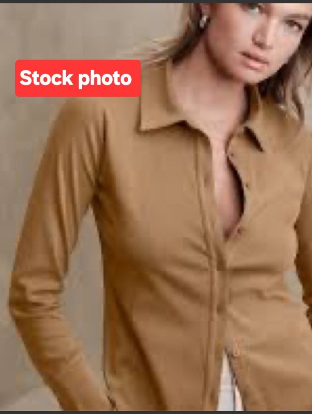 Banana Republic Women’s Refined Ribbed Button Up Shirt In Camel.